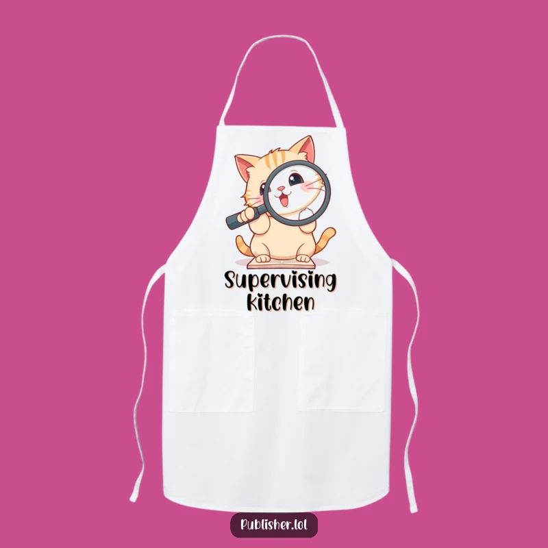 Funny Cat Magnifying Apron: Investigate Your Kitchen with Flair!