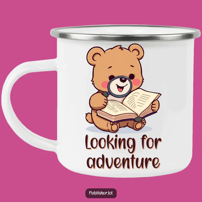 Funny Bear Manuscript Camping Mug: Cozy Literary Outdoor Cup