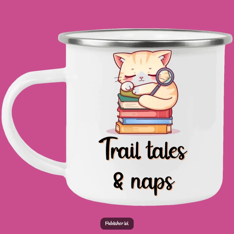 Funny Sleepy Cat Camp Mug: Brew Up Some Mystery On The Go!