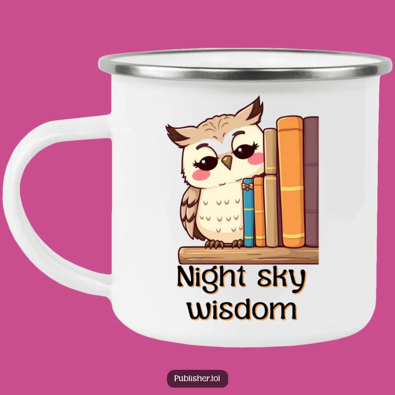 Funny Owl Bookworm Camping Mug - Wise Sips for Outdoor Scholars