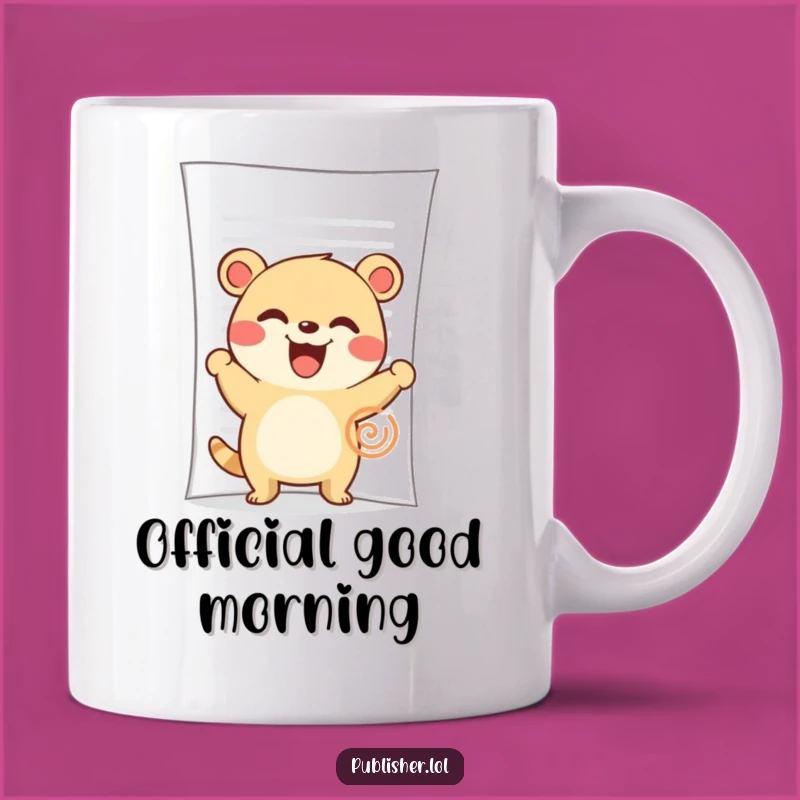 Funny Stamping Animal Mug: Cute Character Approves Document, Perfect Funny Gift for Go-Getters!