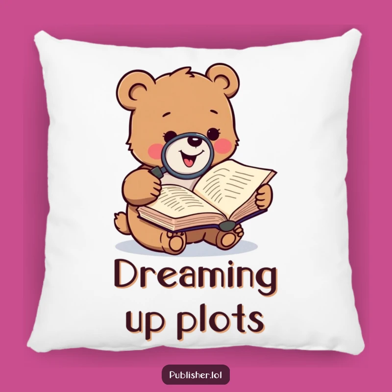Funny Bear Manuscript Pillow: Cozy Literary Humor Cushion