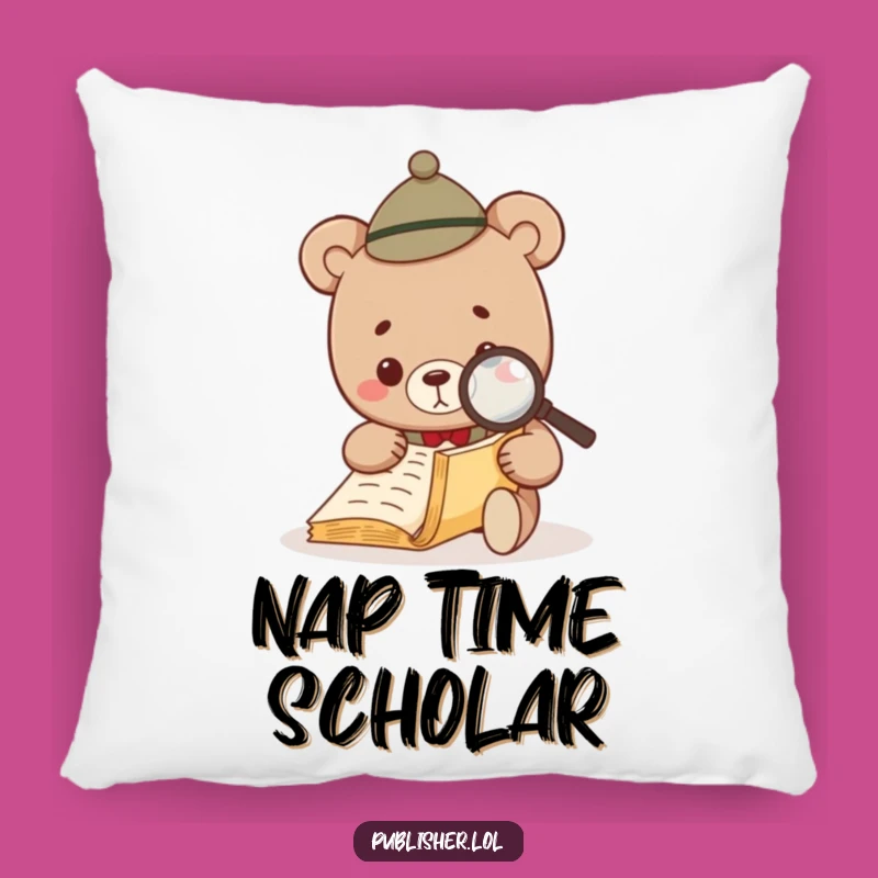 Funny Bear Investigator Pillow - Cozy Literary Detective Accent