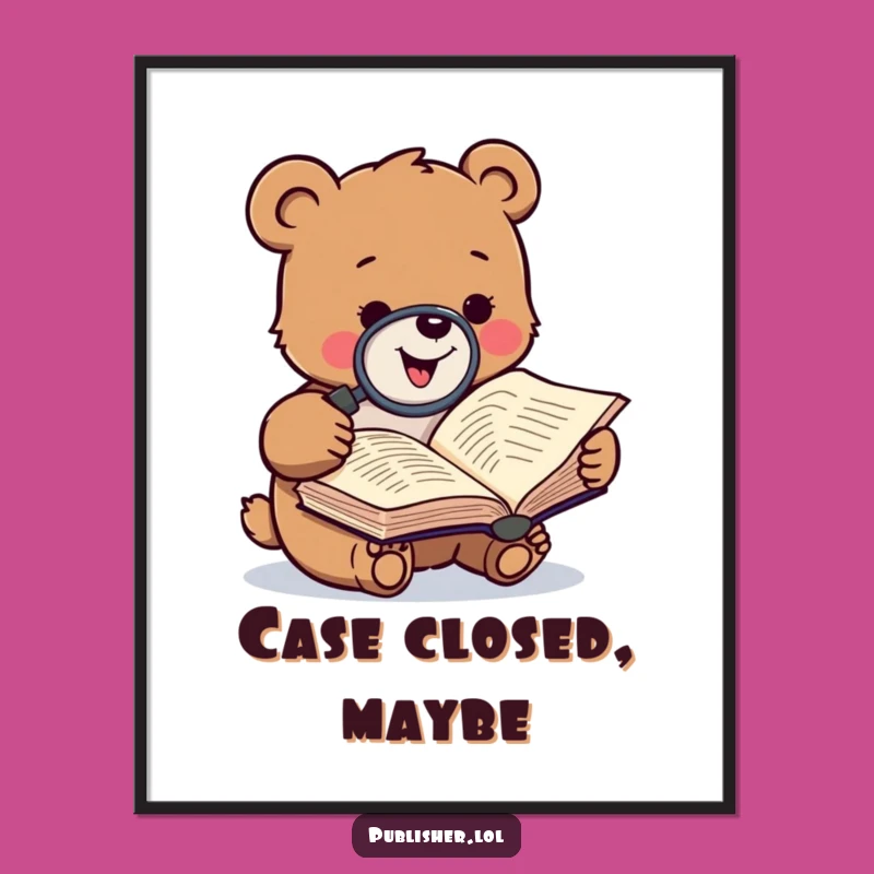Funny Bear Manuscript Print: Digital Gleeful Literary Art