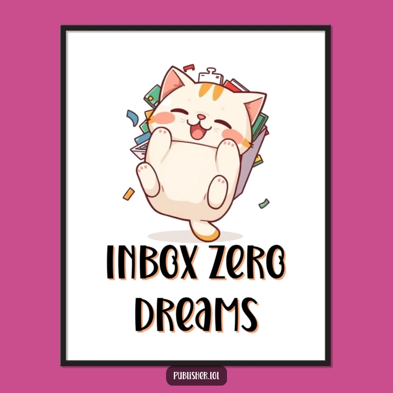 Funny Cat Tumbles Inbox Digital Print: Hilarious Wall Art for Cat Lovers