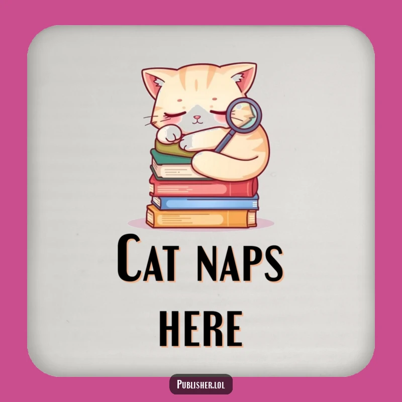 Funny Sleepy Cat Book Coaster: Protect Surfaces With Literary Charm!