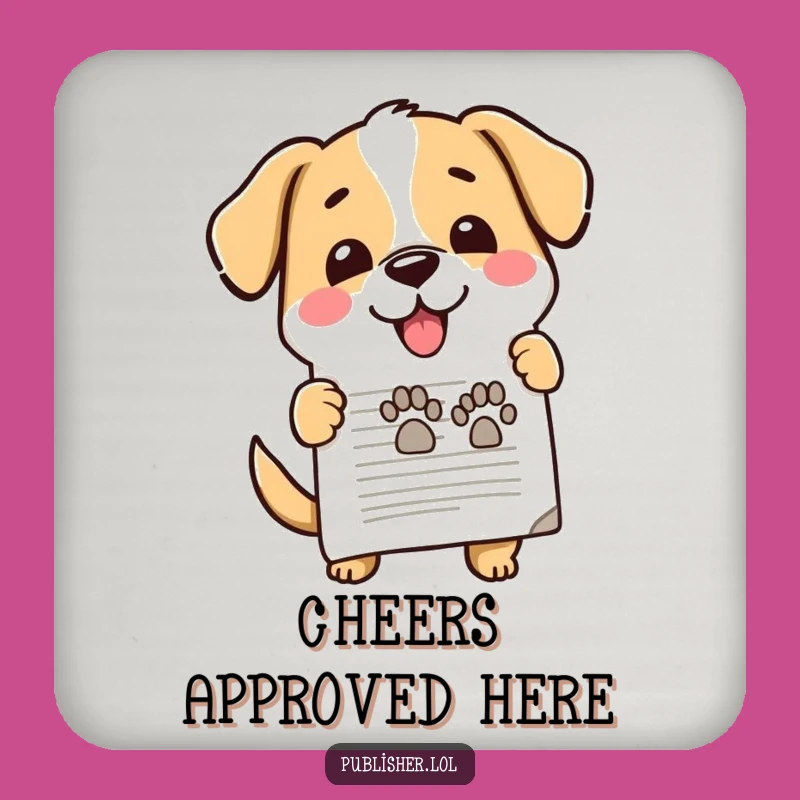 Funny Dog Stamp Coaster: Protect Surfaces with Enthusiastic Approval