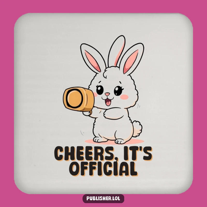 Funny Bunny Stamp Coaster: Enthusiastic Productivity Drink Saver