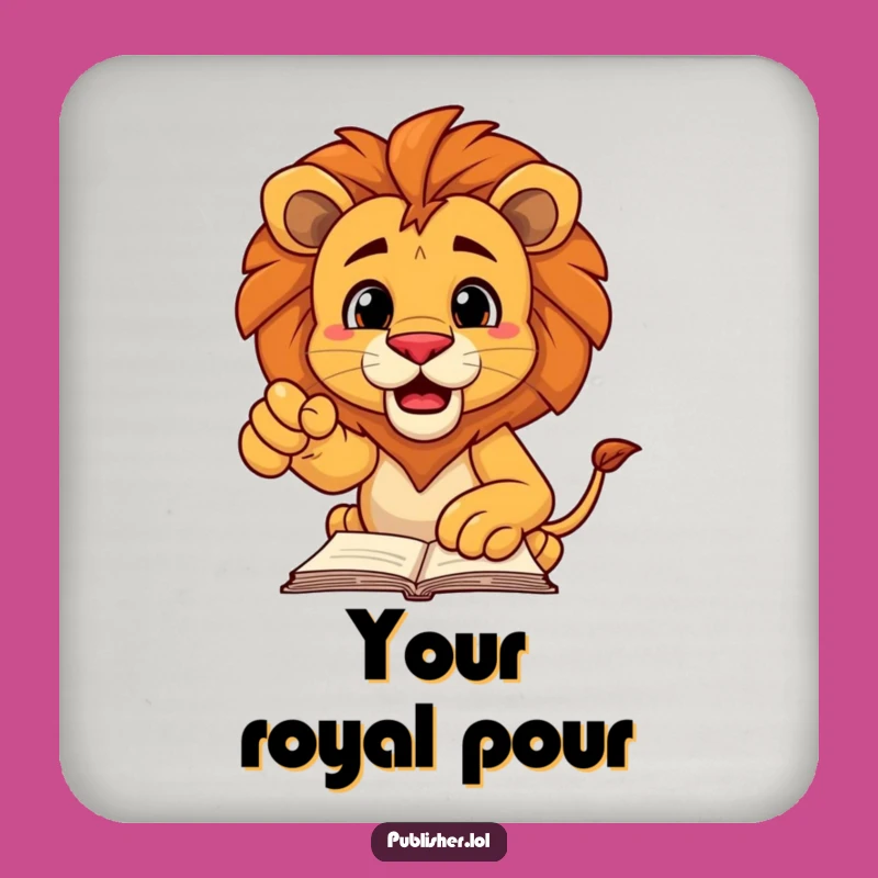 Funny Lion Manuscript Drink Coaster: Protect Surfaces with Hilarious Authority