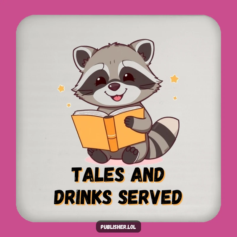 Funny Raccoon Drink Coaster: Book Binder Protection for Drink Lovers