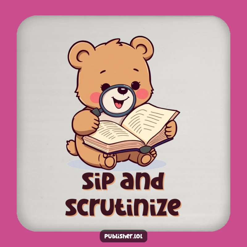Funny Bear Manuscript Coaster: Gleeful Literary Drink Saver