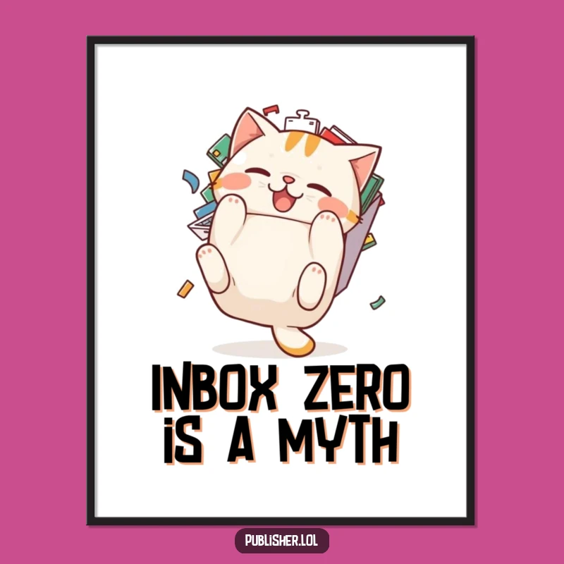 Funny Cat Tumbles Inbox Poster: Hilarious Office Art for Cat Lovers