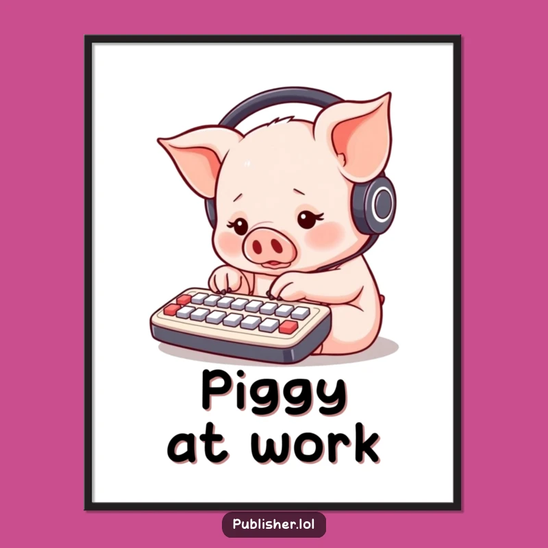 Funny Piglet Keyboard Poster: Hilarious Wall Art For Your Tech-Filled Space!
