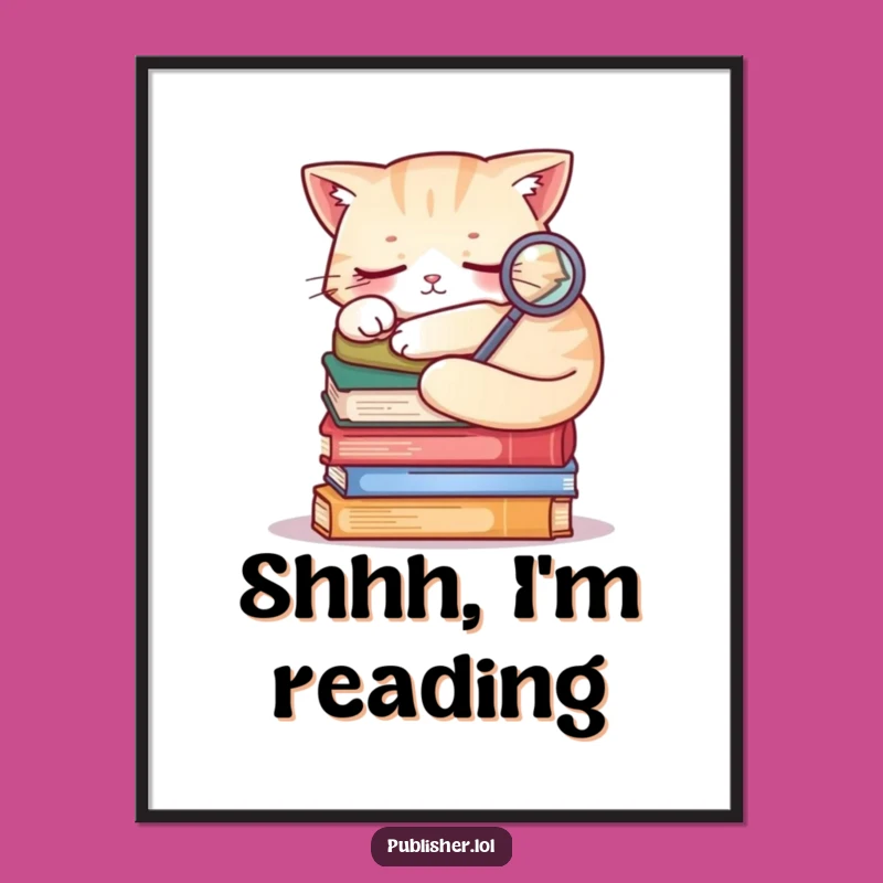 Funny Sleepy Cat Detective Poster: Whimsical Wall Art For Book Nooks!