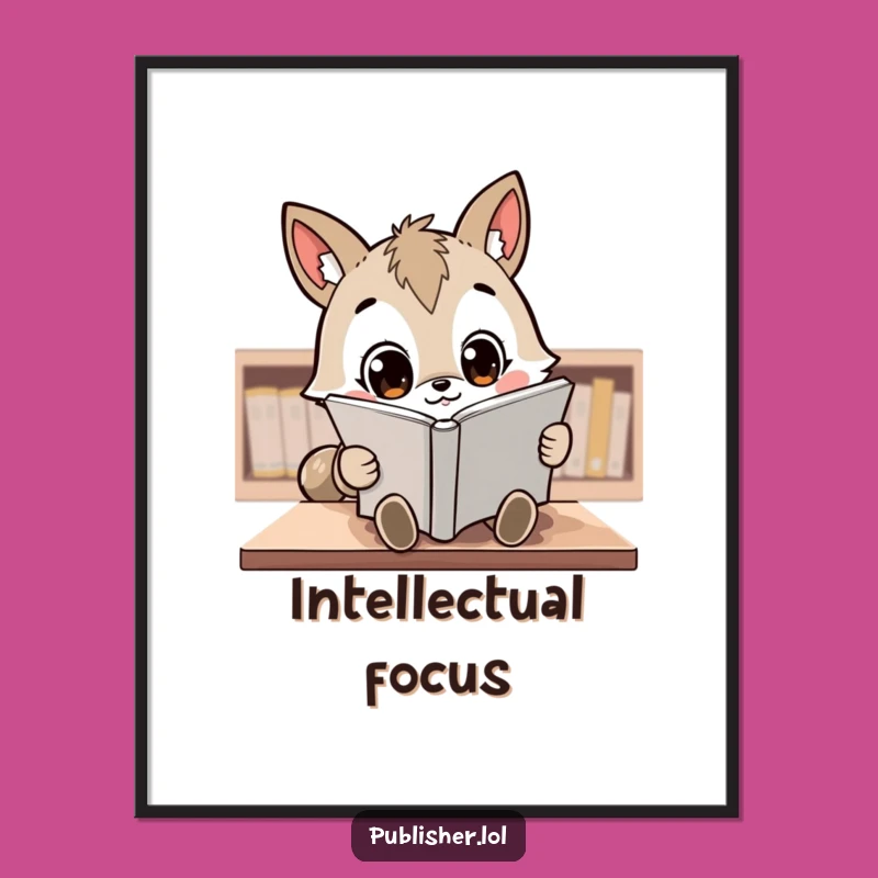 Funny Reviewing Animal Poster: Artwork of Character Reading Manuscript, Unique Funny Gift Idea!