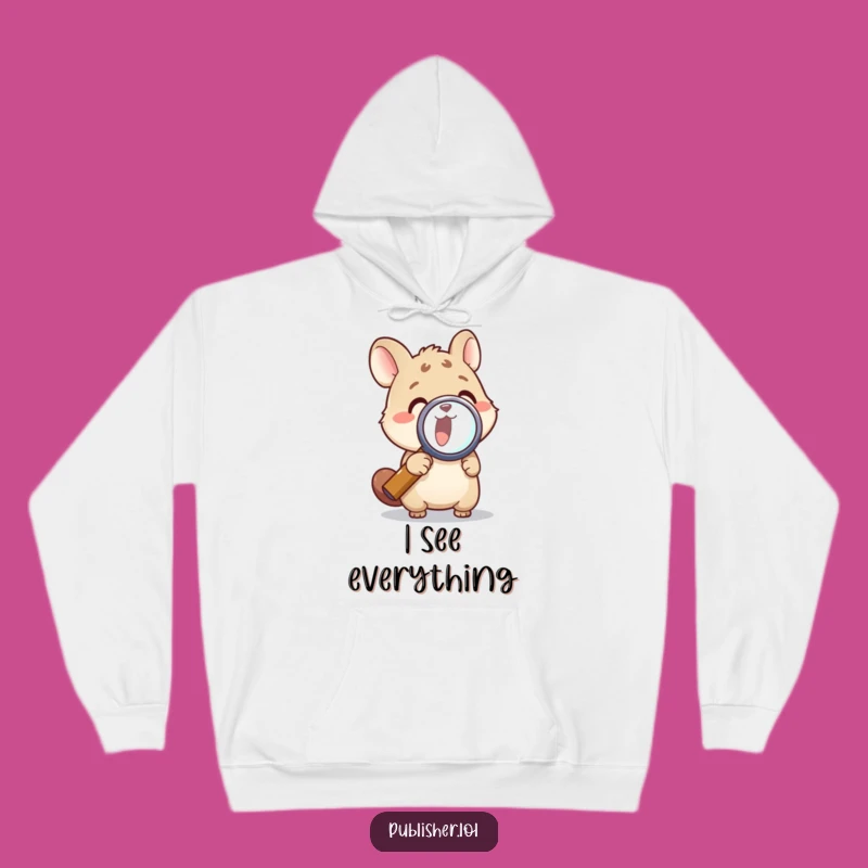 Cozy Funny Animal Magnifying Hoodie - Warm Comfort for Inquisitive Minds