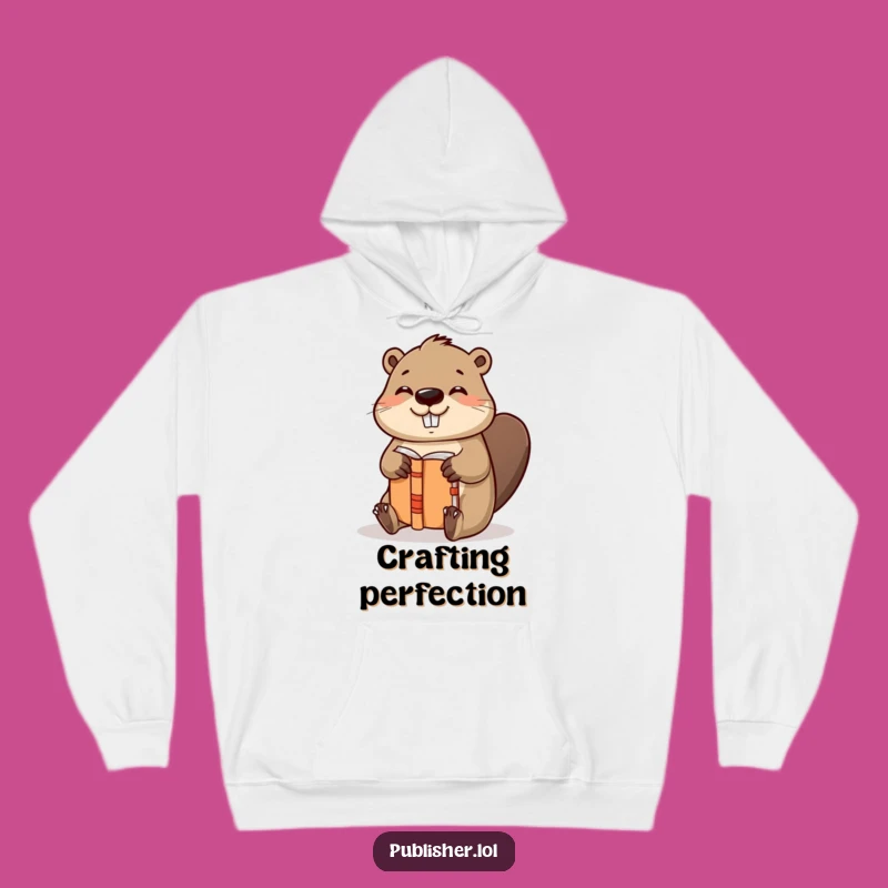 Cozy Funny Beaver Bookbinder Hoodie - Warm Comfort for Dedicated Crafters