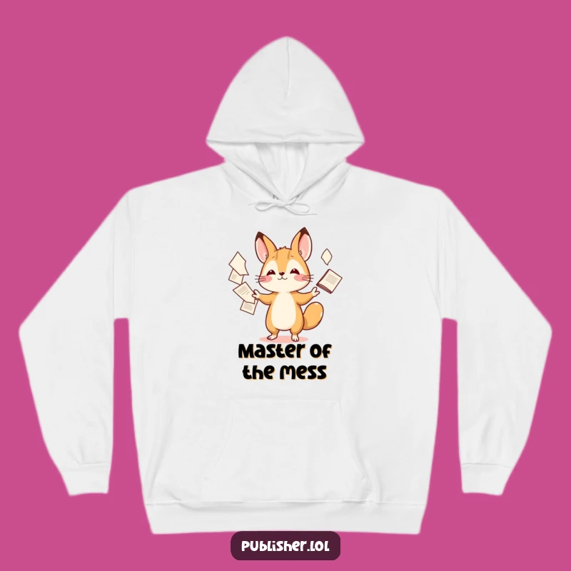 Funny Tiny Animal Juggling Papers Hoodie - Cozy & Hilarious Gift for Multitaskers