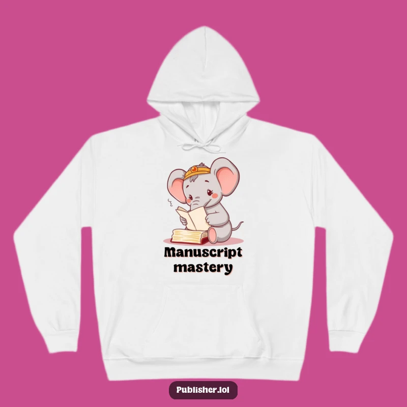 Funny Elephant Manuscript Hoodie: Cozy and Comical Support for Busy Schedules