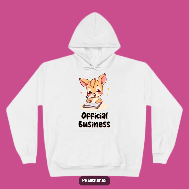 Funny Fawn Signing Document Hoodie: Cozy Up with Joyful Accomplishment Vibes