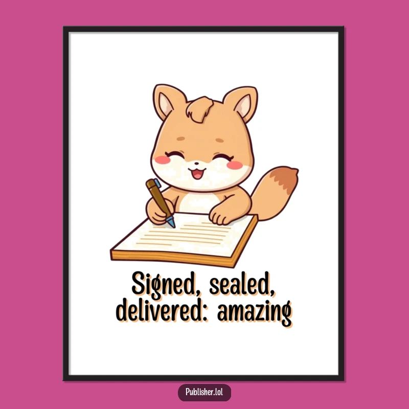 Funny Free Printable Wall Art: Signing Animal, Official Document, Quirky Downloadable Decor