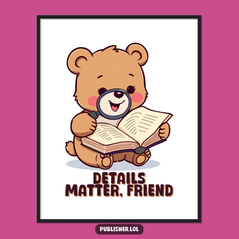 Intriguing Free Printable Wall Art: Bear & Magnifying Glass! Downloadable Curiosity