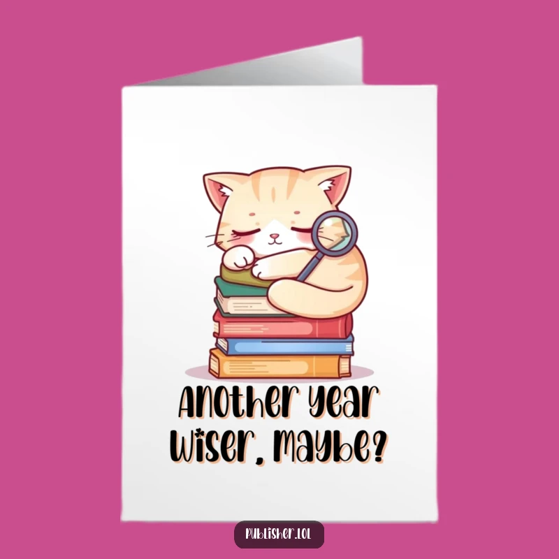 Free Printable Sleepy Cat Bookworm Birthday Card: Cozy Downloadable for Book Lovers