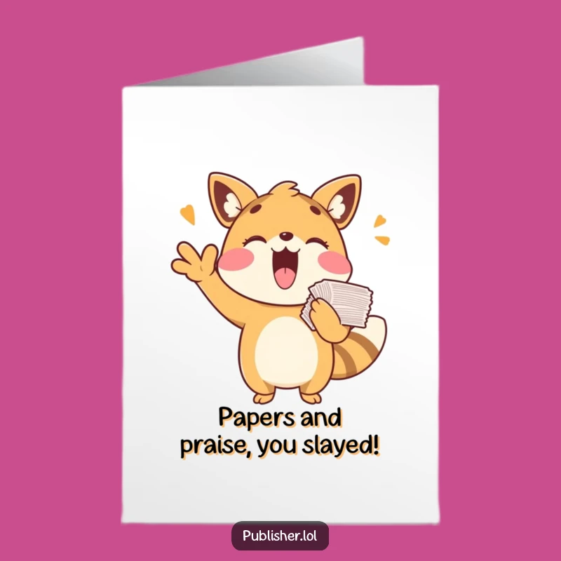 Free Printable Congrats Card: Cheering Animal Papers Humor Downloadable Gift!