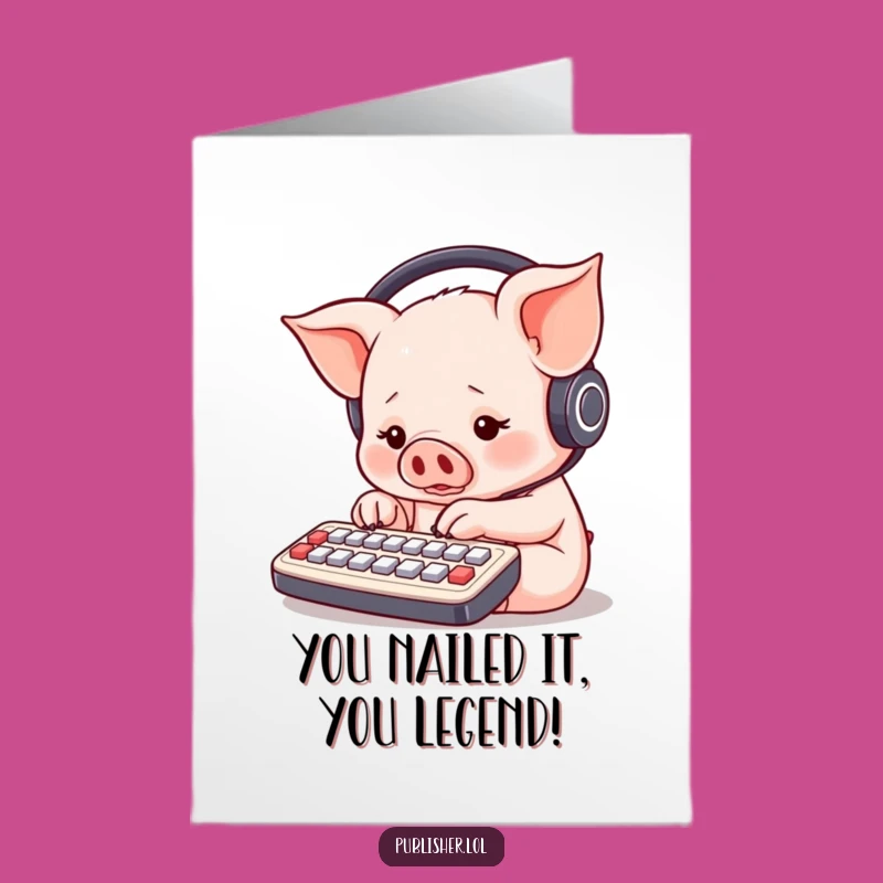 Free Printable Piglet Keyboard Warrior Card: Hilarious Congratulations Downloadable for Achievers