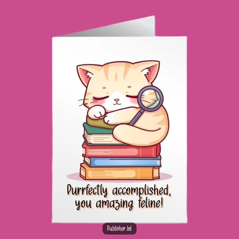 Free Printable Sleepy Cat Detective Card: Clever Congrats Downloadable for Bookish Wins