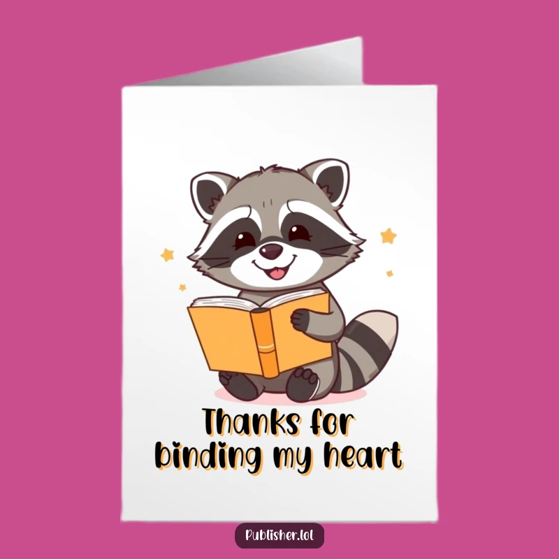 Free Printable Raccoon Bookbinder Thank You Card - Grateful Downloadable for Kind Gestures