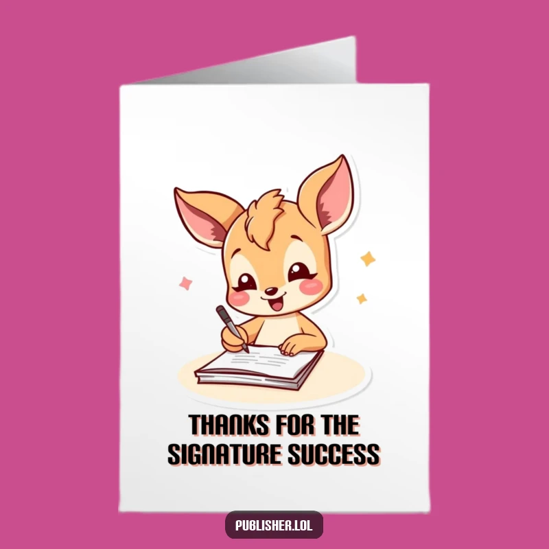 Free Printable Thank You Card: Cheerful Fawn Signing for Heartfelt Gratitude