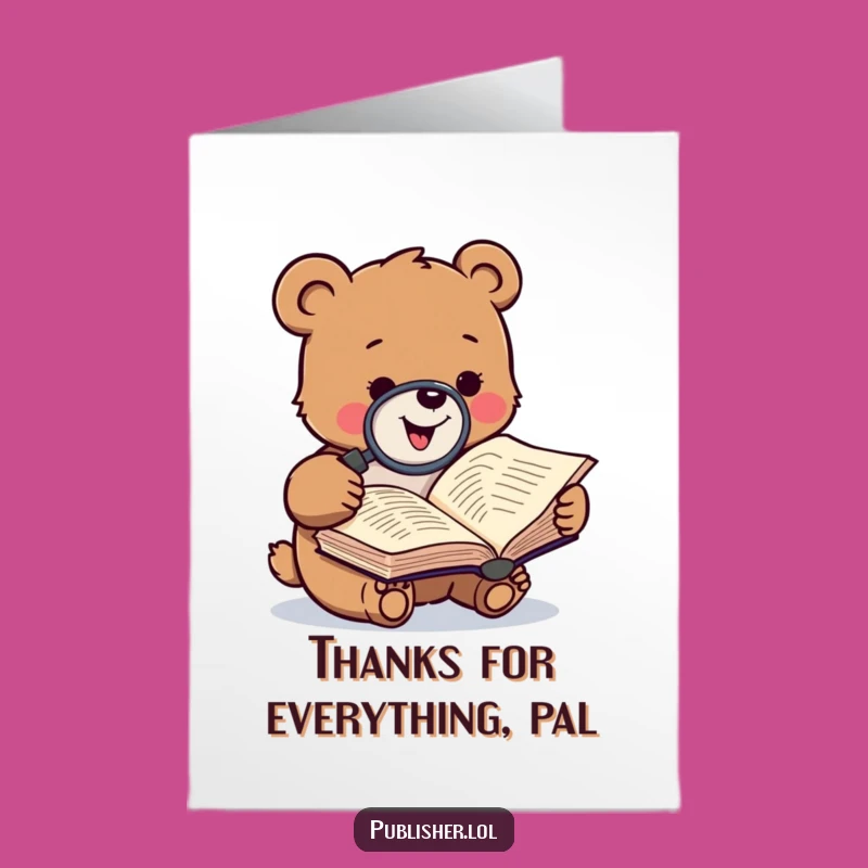 Observant Free Printable Thank You Card: Bear Analyzes Gratitude! Downloadable Thanks