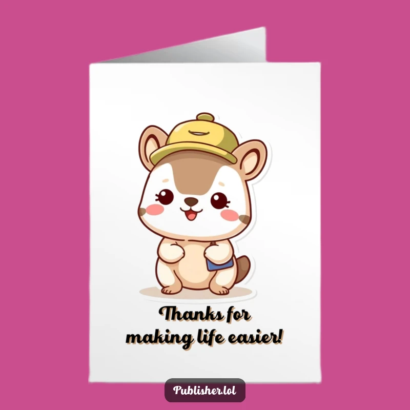 Free Printable Funny Thank You Card: Organized Animal Schedule Hat Gratitude Downloadable Gift