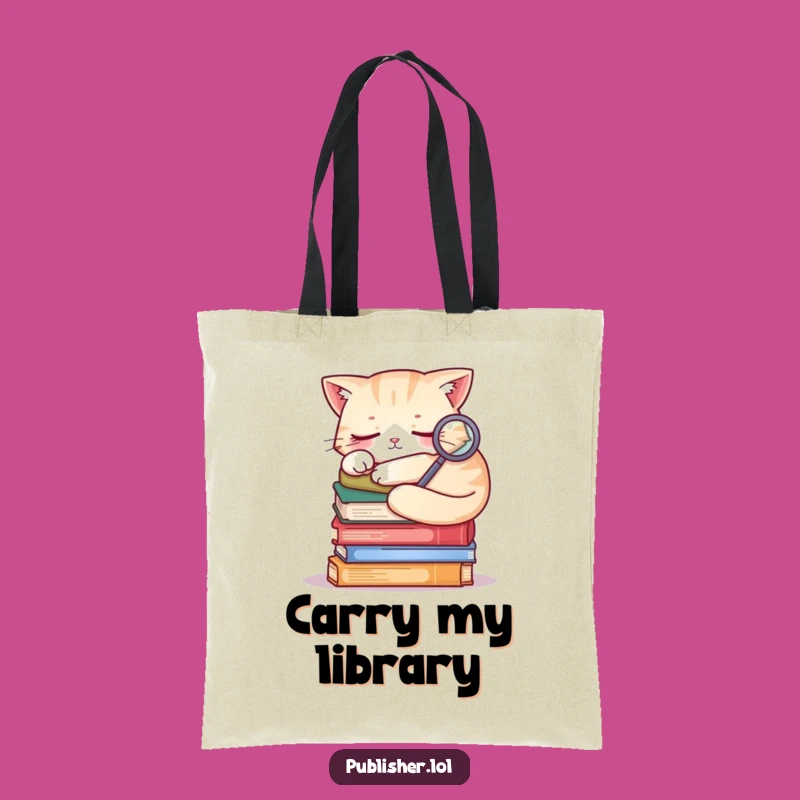 Funny Sleepy Cat Book Tote: Carry Your Library & Laughs In Style!