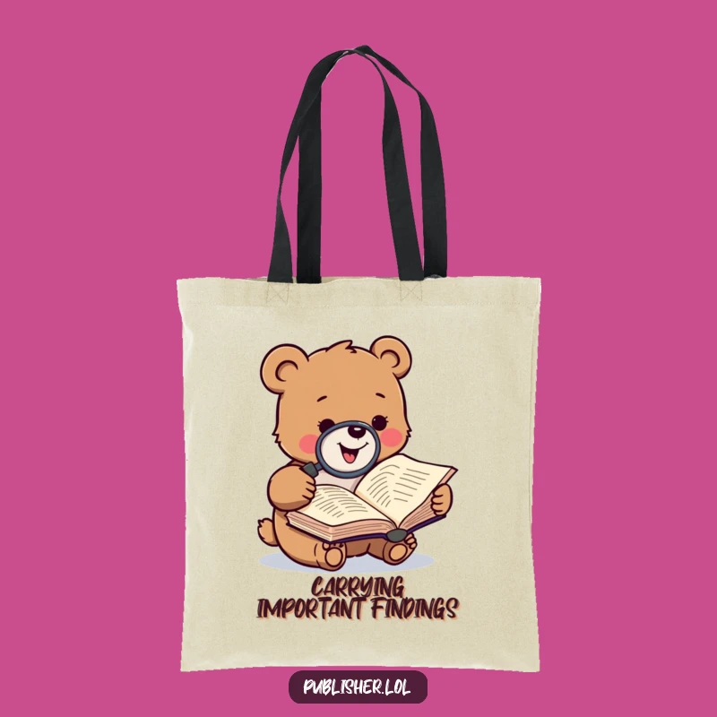 Funny Bear Manuscript Tote Bag: Gleeful Literary Carry-All