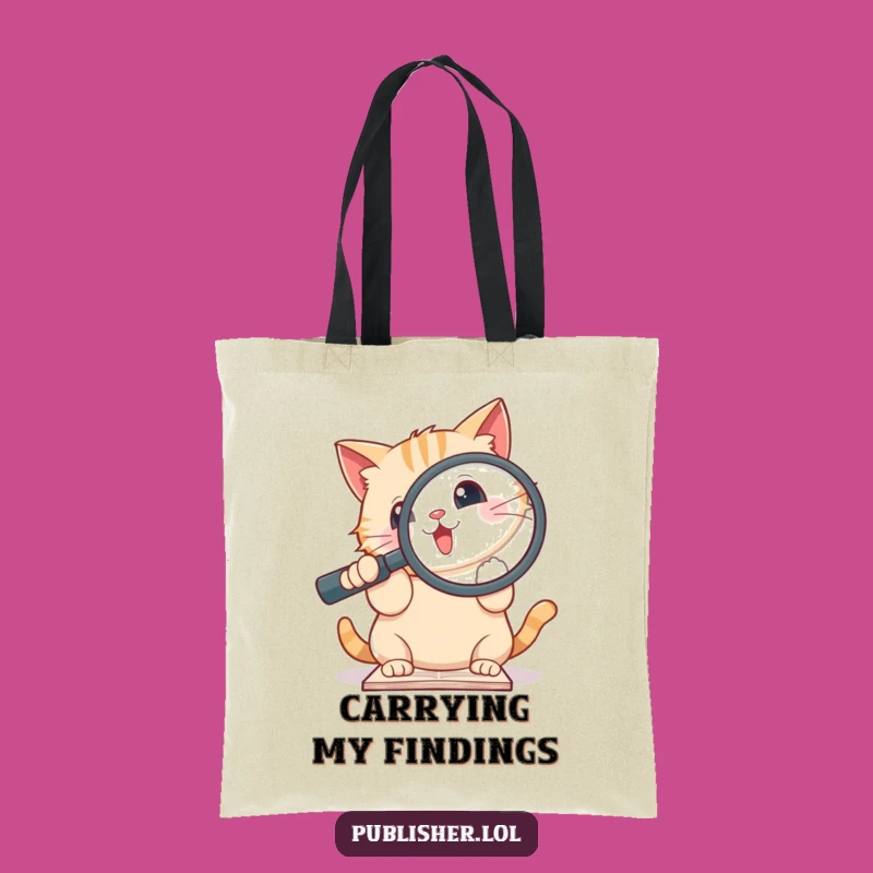 Funny Cat Magnifying Tote: Carry Your Clues with Style!